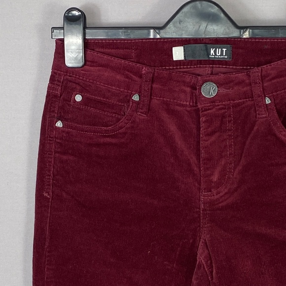 Kut From The Kloth Diana Stretch Corduroy Skinny Pants in Burgundy Sz 6 - Picture 6 of 13